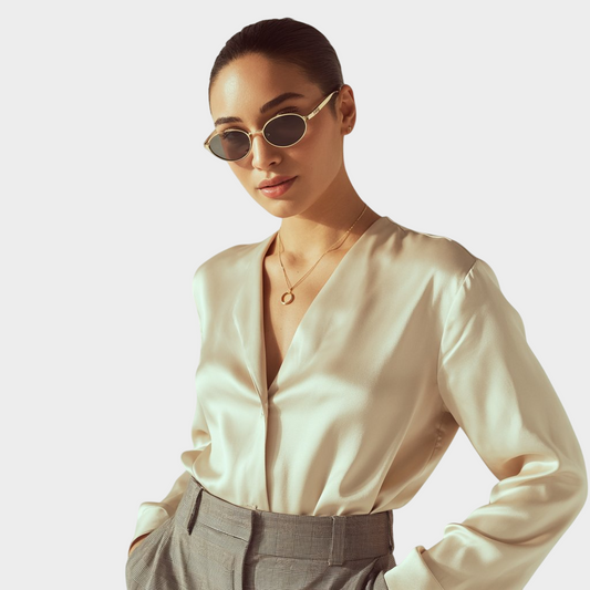 Klair Bella – Oval Rimless Small Frame Sunglasses for Women | Minimalist Luxury Eyewear